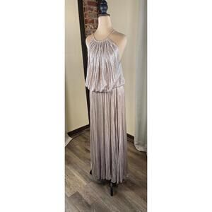 Alexis Women's Gold Metallic Pleated Maxi Dress